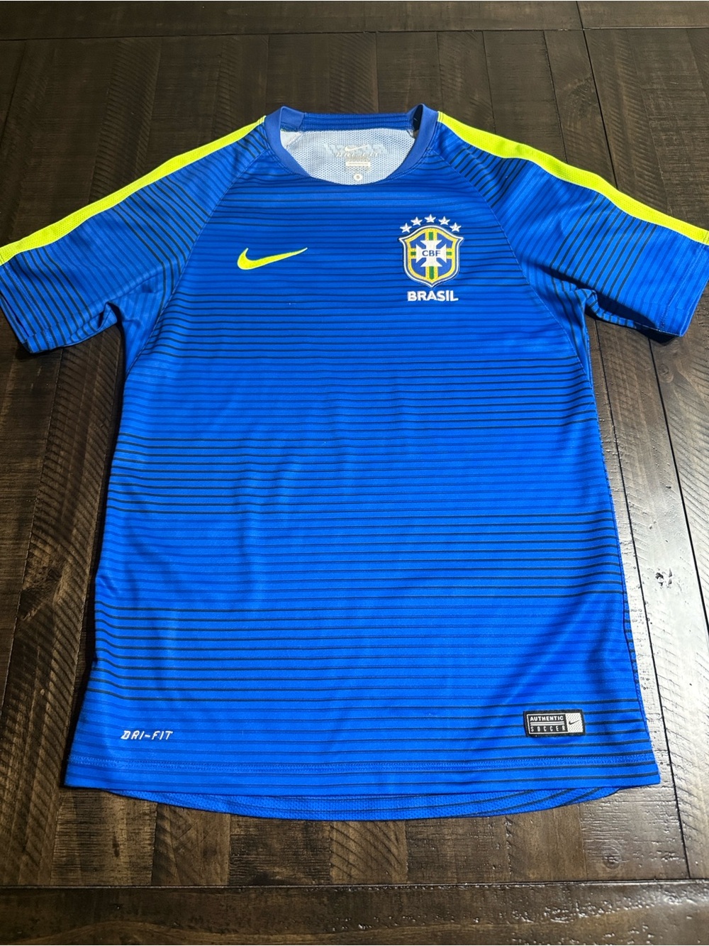 Nike Brazil Pre-Match Training Jersey Blue Yellow 2016 2017 Brasil Shirt Men's S